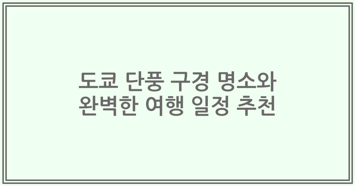 도쿄 단풍 구경 명소와 완벽한 여행 일정 추천