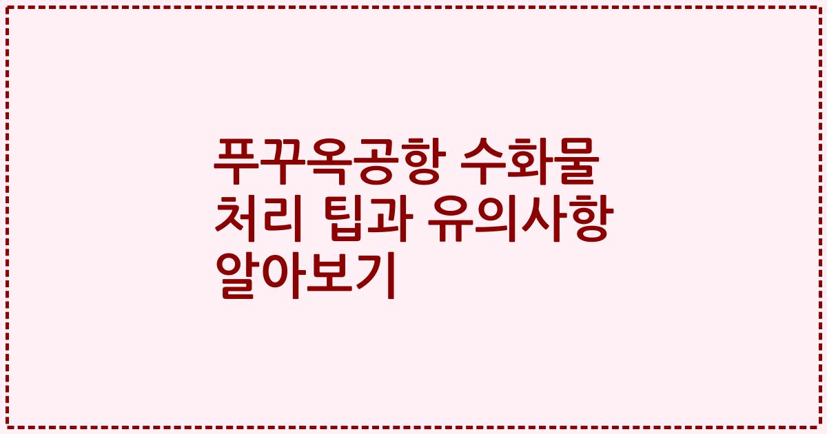 푸꾸옥공항 수화물 처리 팁과 유의사항 알아보기