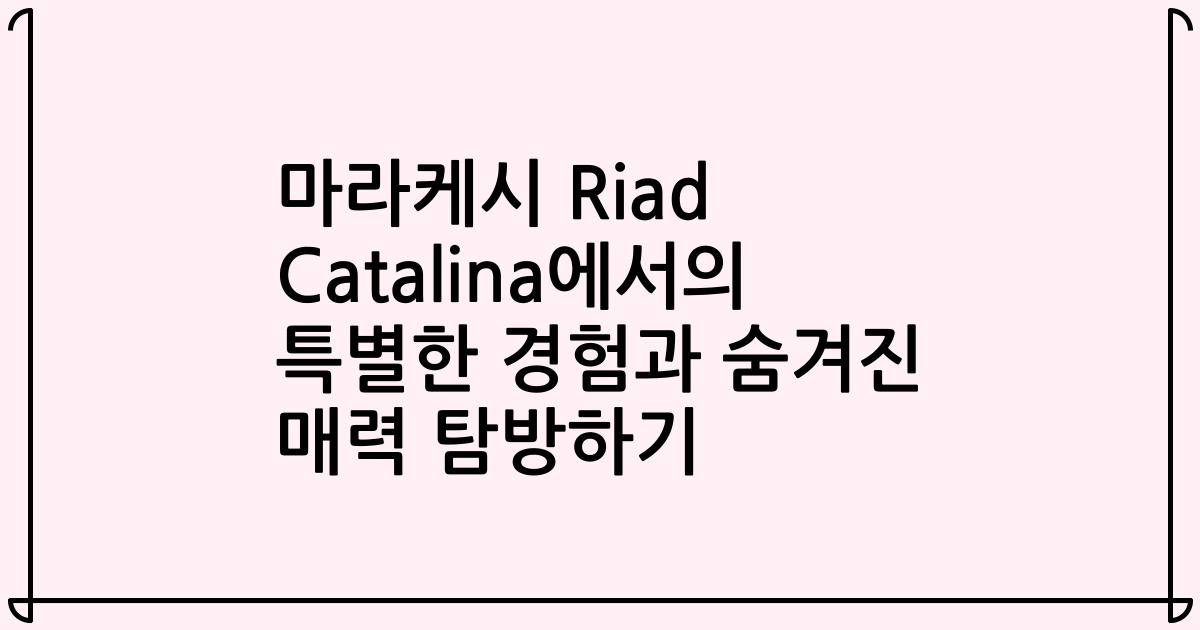 마라케시 Riad Catalina에서의 특별한 경험과 숨겨진 매력 탐방하기