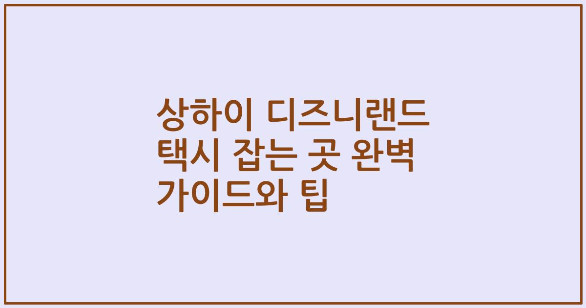 상하이 디즈니랜드 택시 잡는 곳 완벽 가이드와 팁