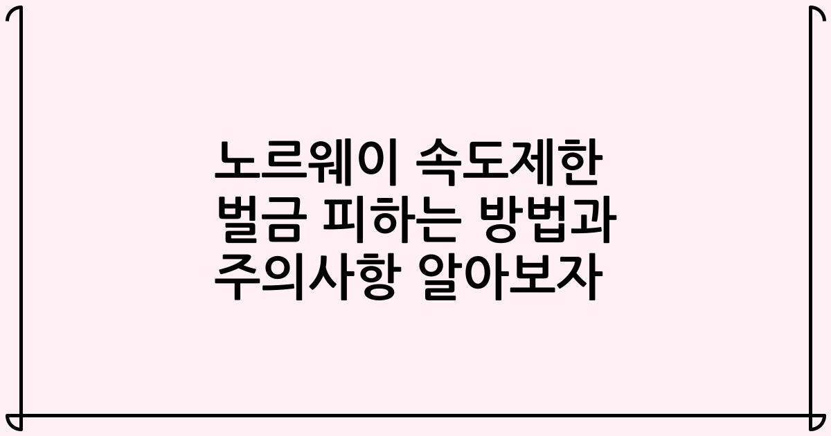 노르웨이 속도제한 벌금 피하는 방법과 주의사항 알아보자