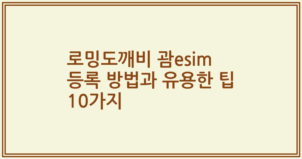 로밍도깨비 괌esim 등록 방법과 유용한 팁 10가지