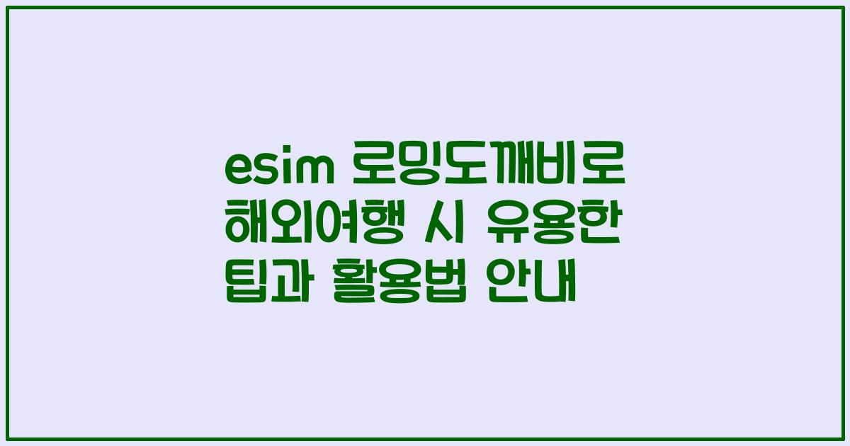 esim 로밍도깨비로 해외여행 시 유용한 팁과 활용법 안내