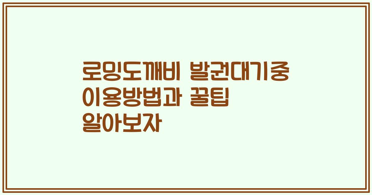 로밍도깨비 발권대기중 이용방법과 꿀팁 알아보자