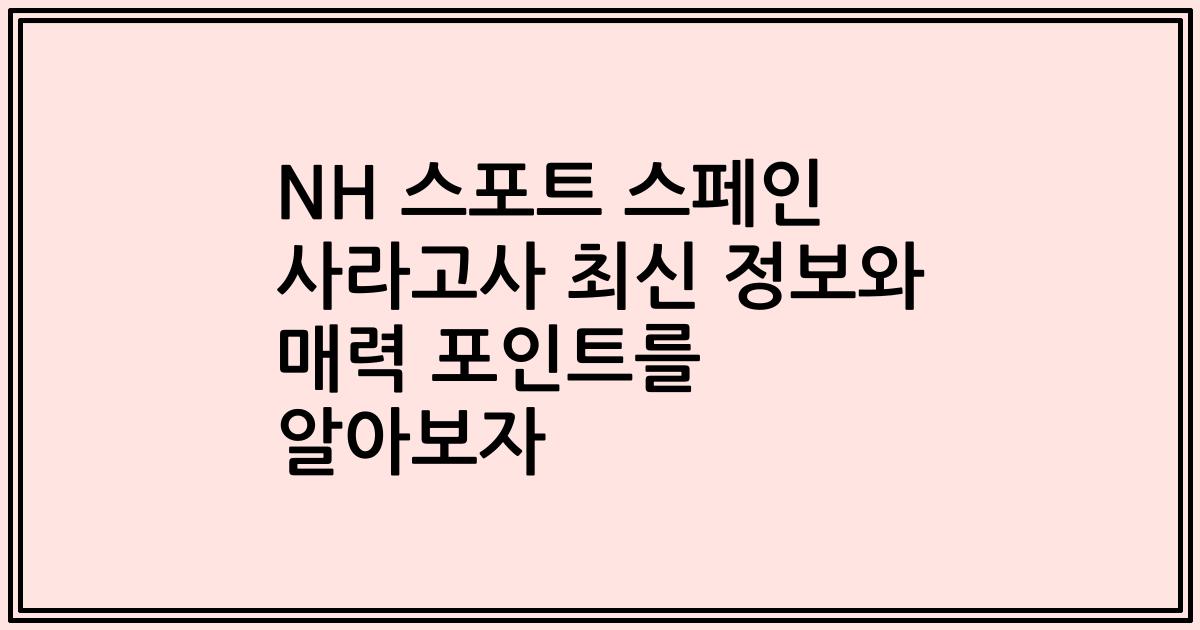 NH 스포트 스페인 사라고사 최신 정보와 매력 포인트를 알아보자